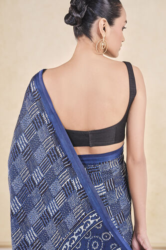 Junco Handcrafted Ajrakh Saree - Blue, Blue, image 5